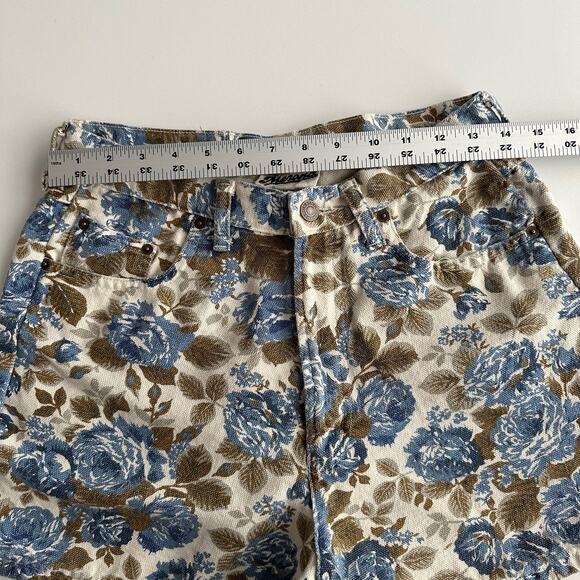 VTG Merona 90s USA Made Cotton Cabbage Rose Floral High Waist Shorts sz 11/12 - Picture 6 of 8